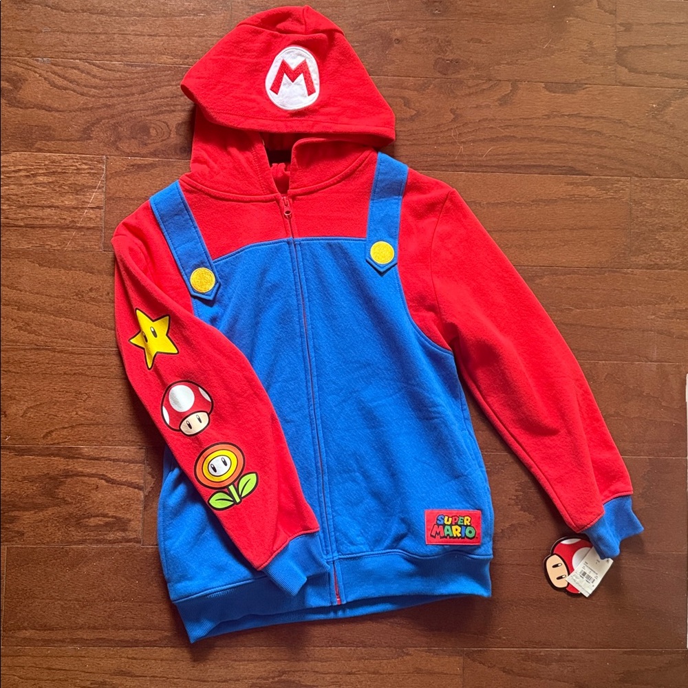 Super Mario Red and Blue Hoodie - Picture 3 of 9
